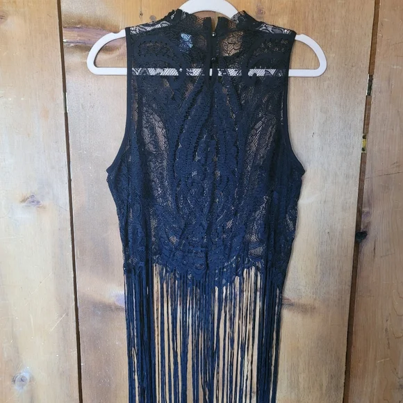 COPY - Torrid cowboy goth sheer lace fringe top black top Sz 00 - Picture 3 of 5